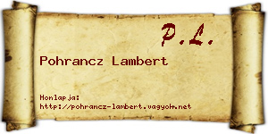 Pohrancz Lambert névjegykártya